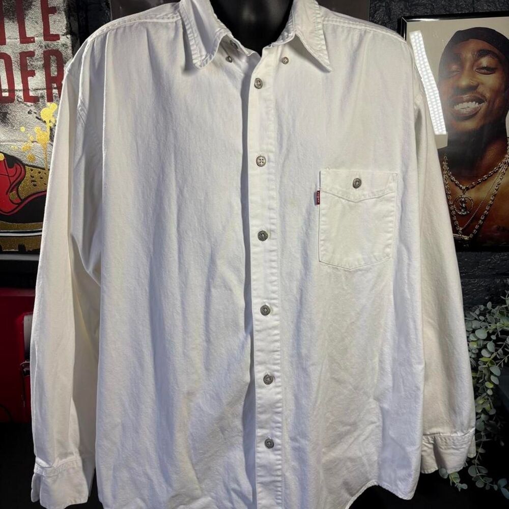 Vintage Levi’s Red Tab Jeans White Denim Button-Up - Men's XL